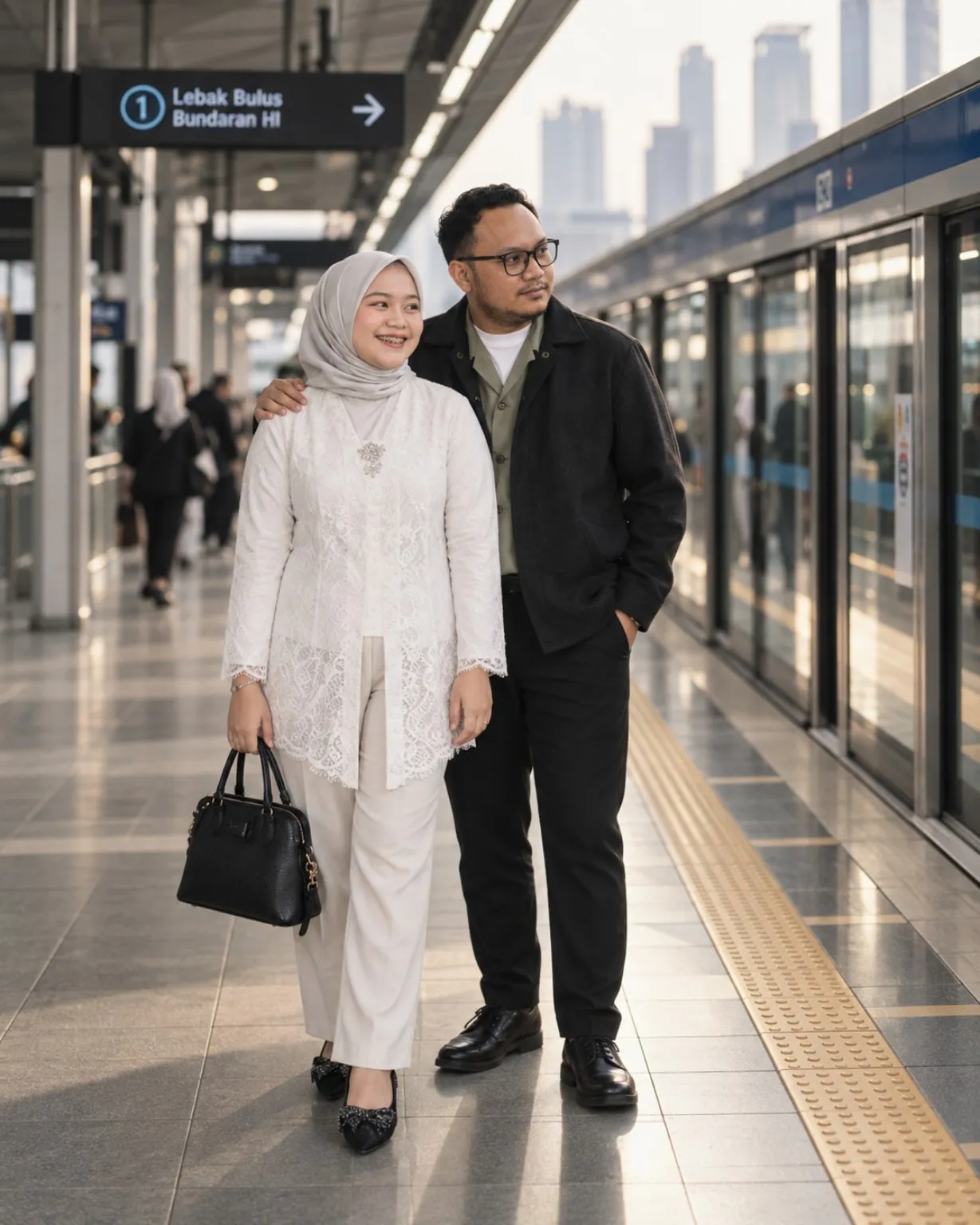Adam dan Nadhila menikmati waktu bersama di kota
